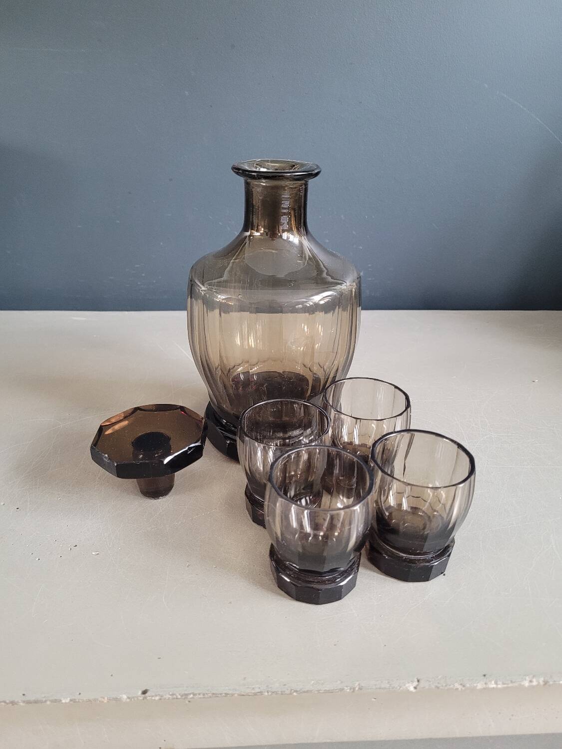 Smoked glass liqueur set