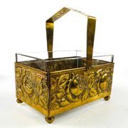 Art Deco nut and fruit basket, brass, crystal, Germany, 1930s