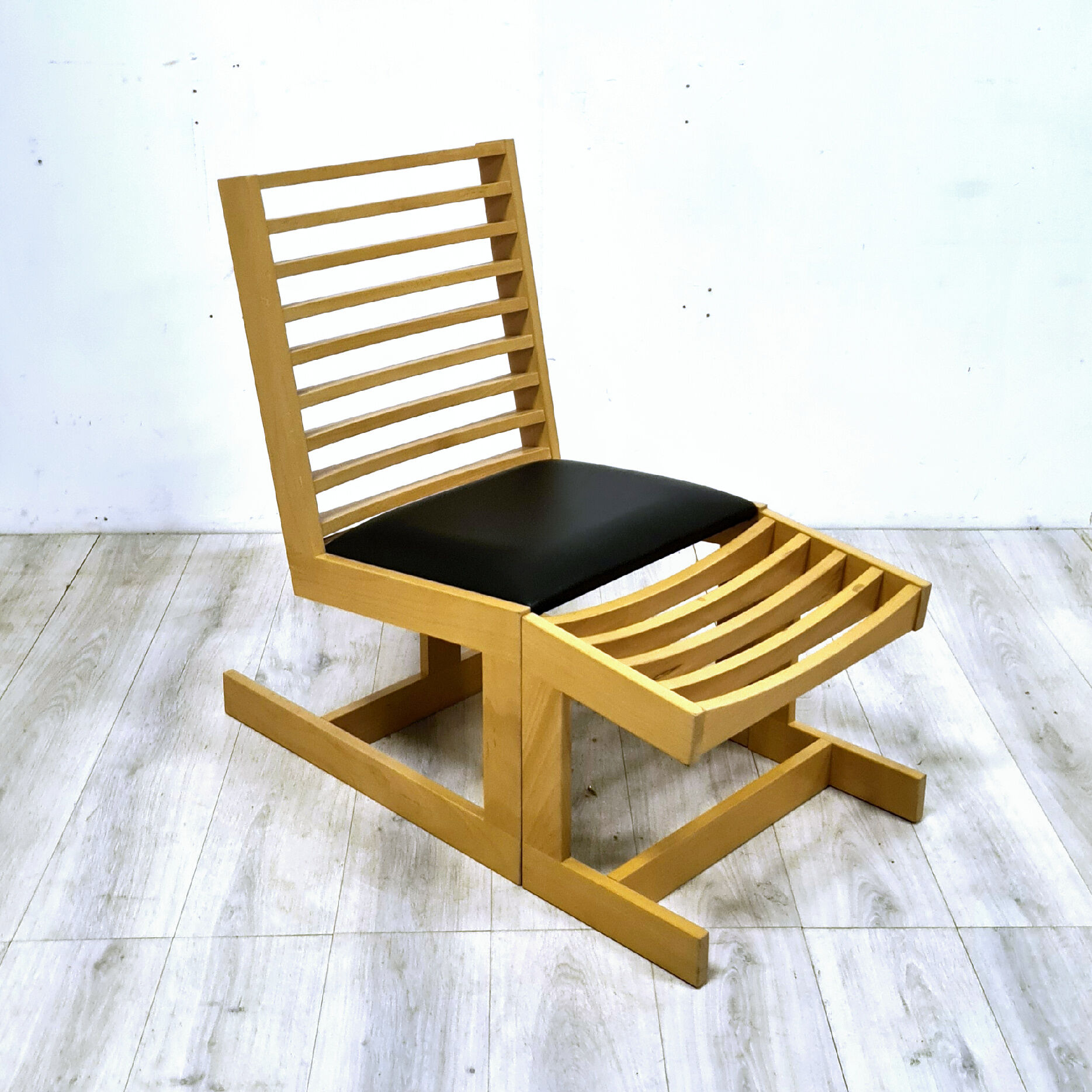 Modernist constructivist lounge chair with ottoman, 1980s