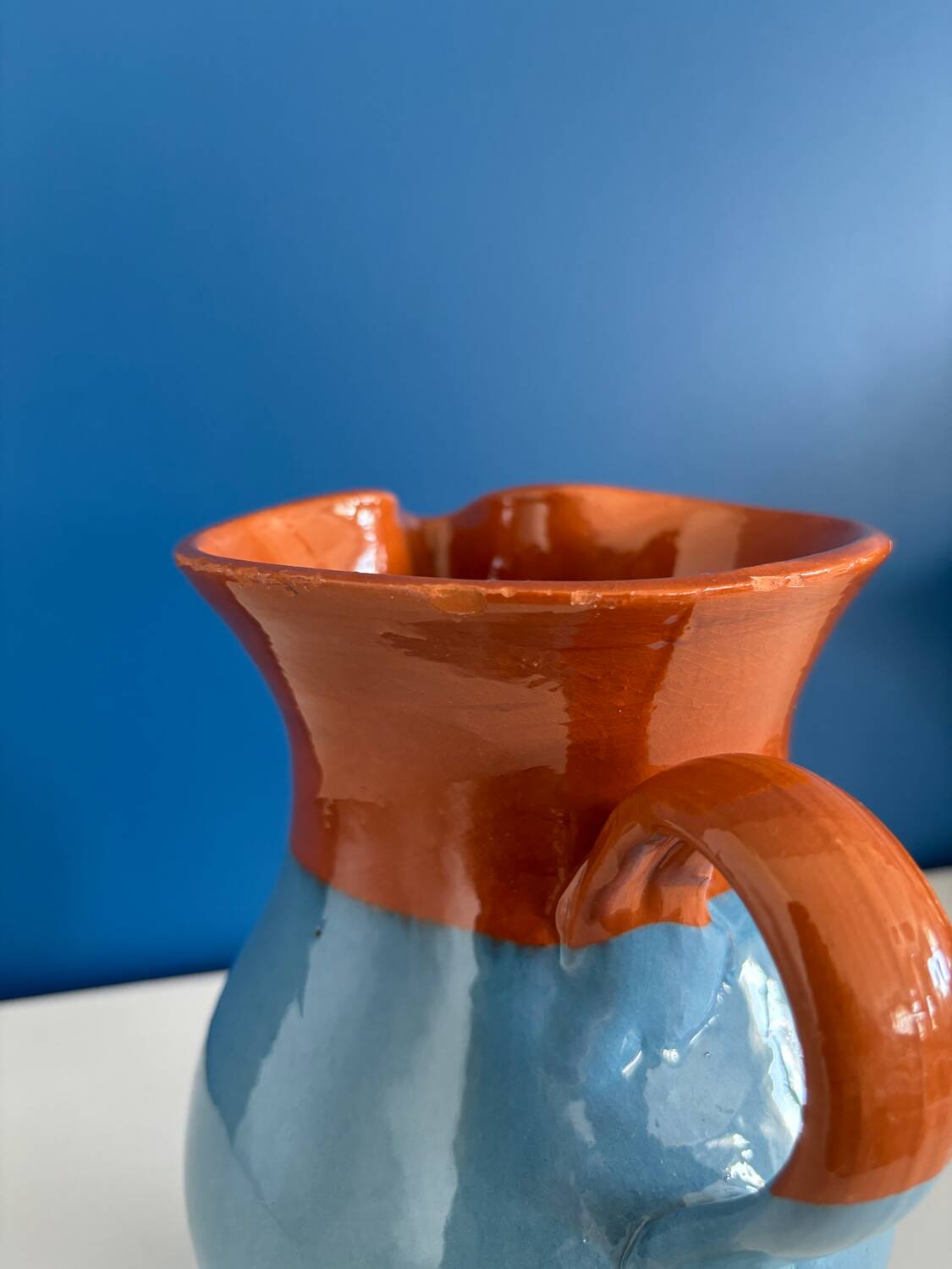blue glazed ceramic carafe / blue glazed ceramic vase