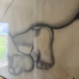Grand tableau nu fusain André Jaoul