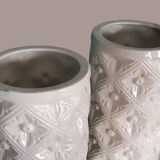Pair of white Manises pottery pieces, 50´s