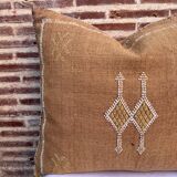 Handmade Moroccan silk cushion cover, cactus pattern
