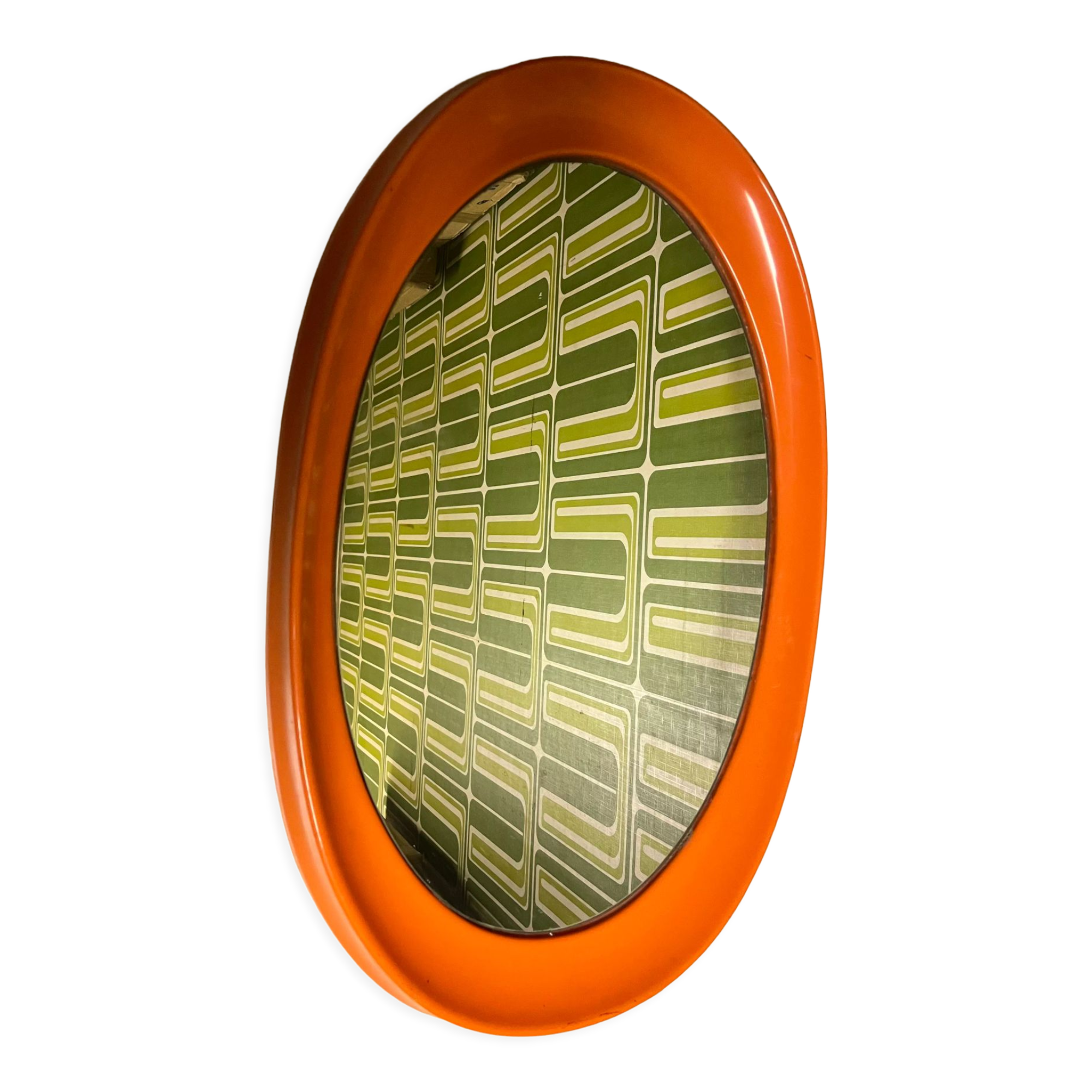 Miroir ovale orange