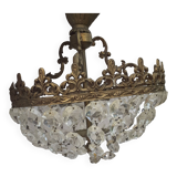 Mongolfier-shaped ceiling light, pendants and bronze.