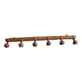 Porte-manteau mural ancien en bois - 6 patères