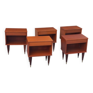 Set de 5 chevets vintage - acajou
