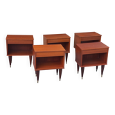 Set of 5 vintage mahogany bedside tables from the 1960s.