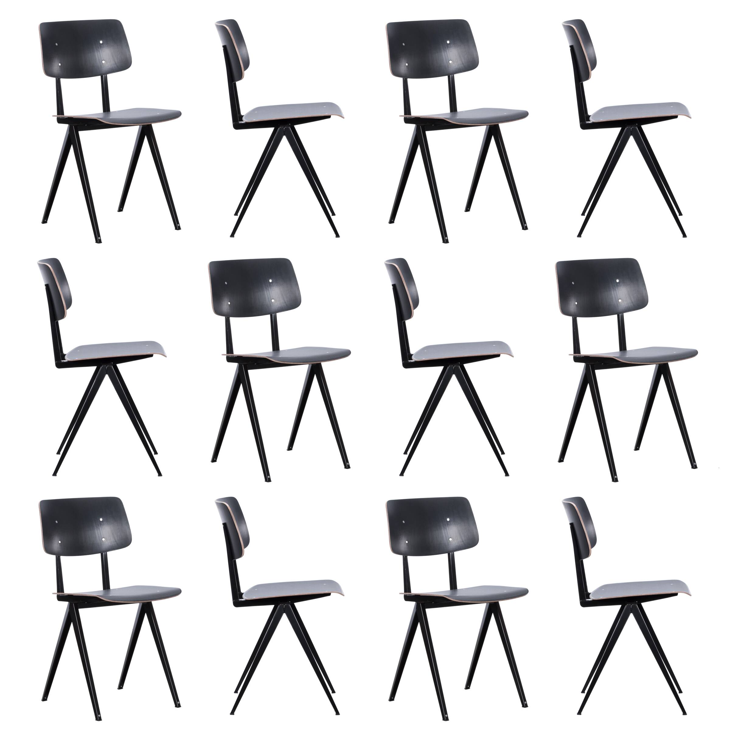 Industrial Galvanitas S16 Dining Chairs in Black, Netherlands