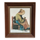 Original Swedish Oil on canvas “Basket-Making Woman” Signed & Framed 27×33cm
