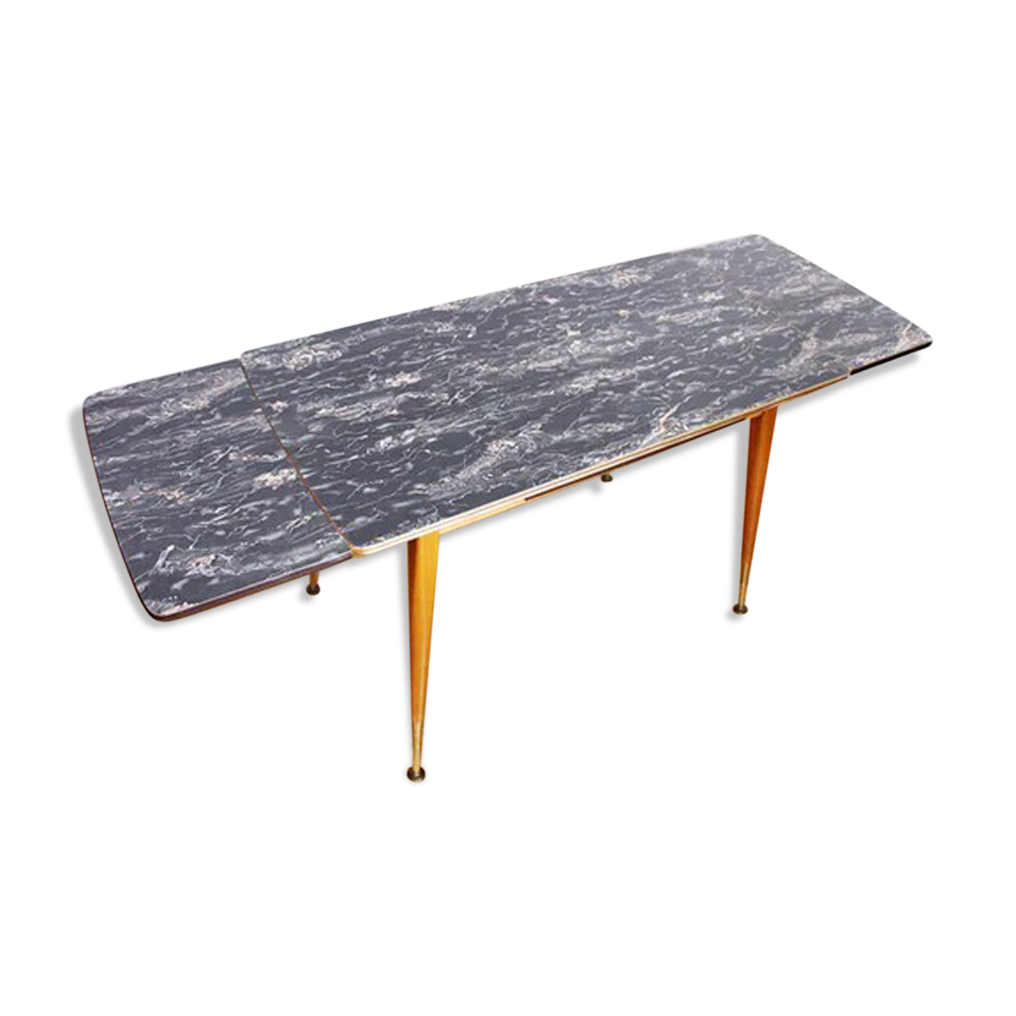 Table pieds compas années 70 avec système "monte et baisse"