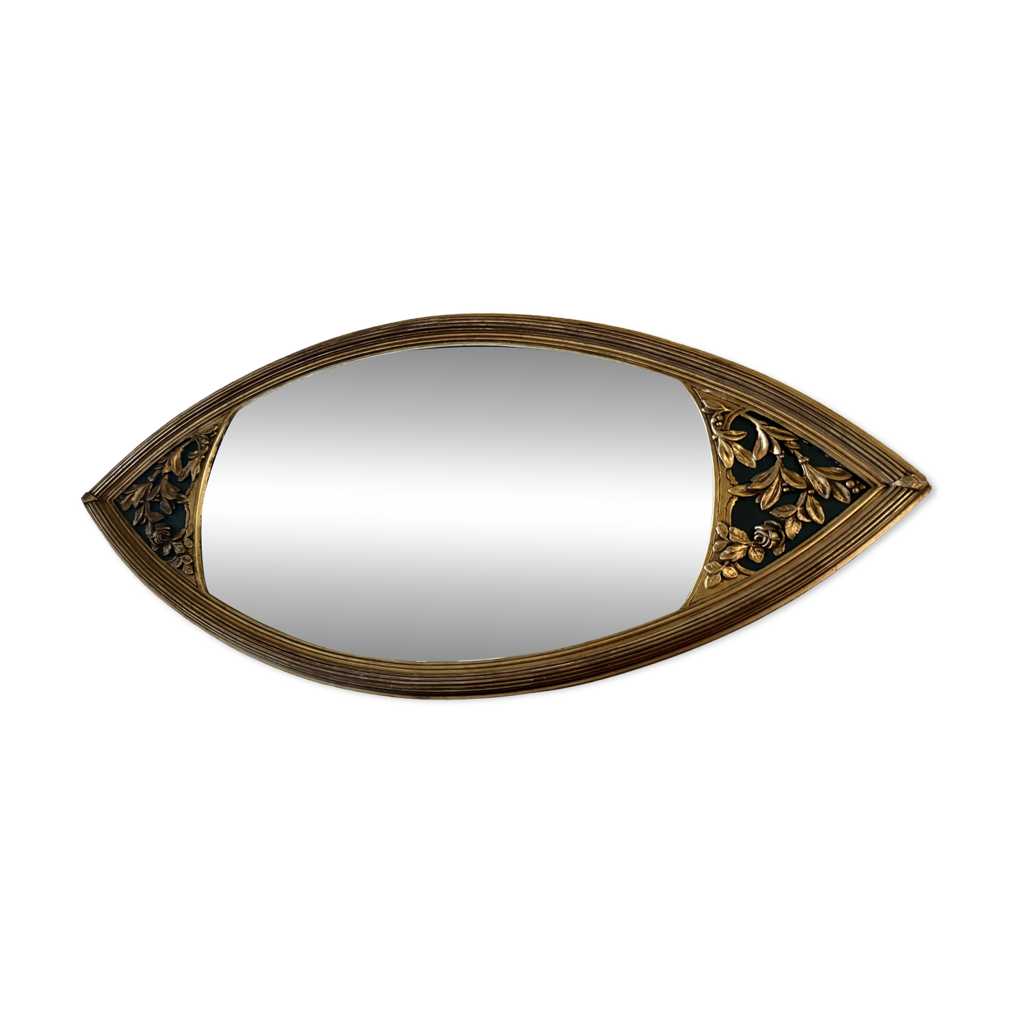 Antique gilded wooden mirror, shuttle shape - Maison Dannwolf, Strasbourg - F