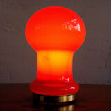 Space age czechoslovak opaline red glass table lamp, 1970s
