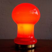 Space age czechoslovak opaline red glass table lamp, 1970s