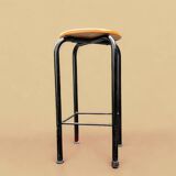 Vintage industrial stool in wood and metal