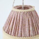 Small floral portable lamp with fringed finish