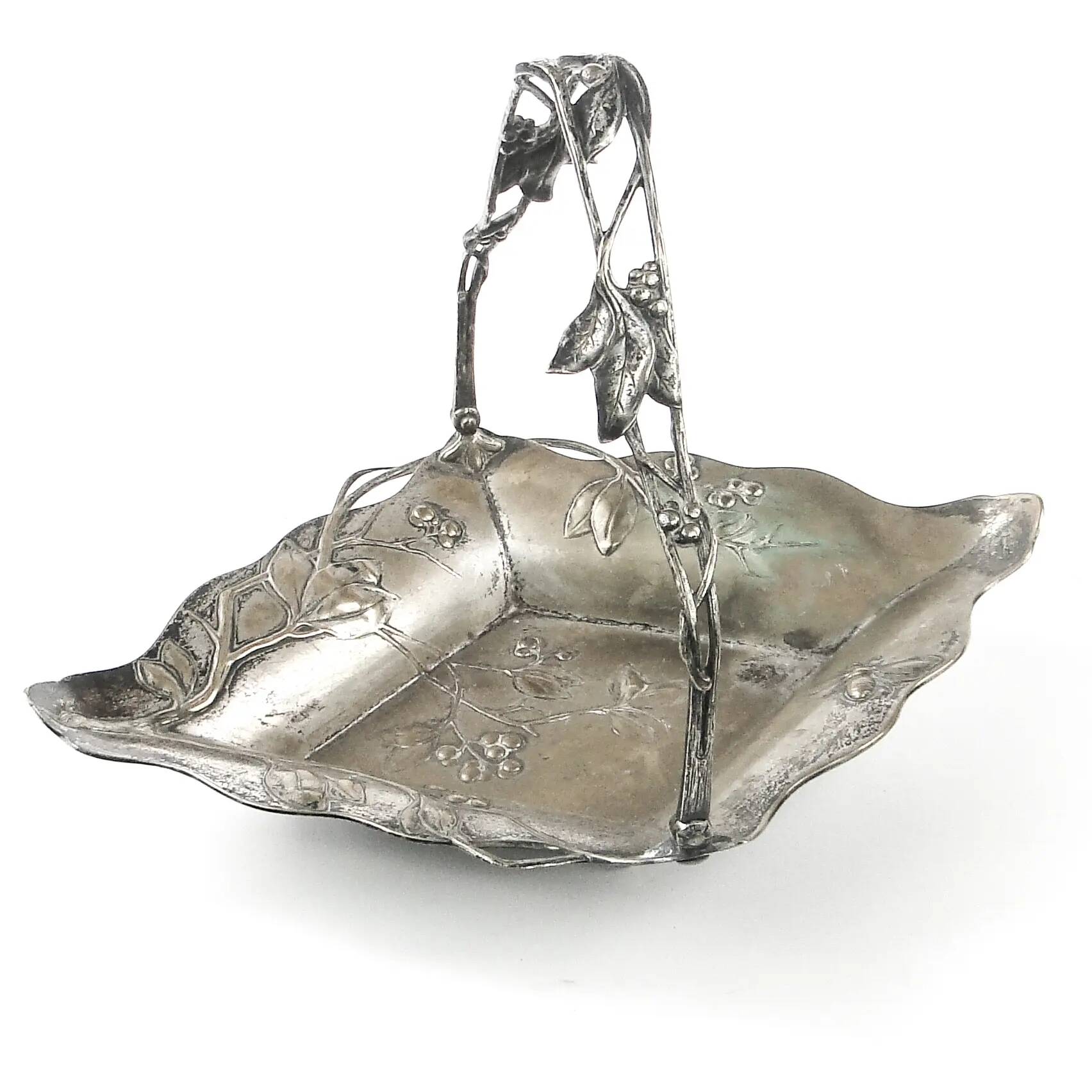 Art Nouveau basket, silver-plated brass, WMF, Germany, early 20th century