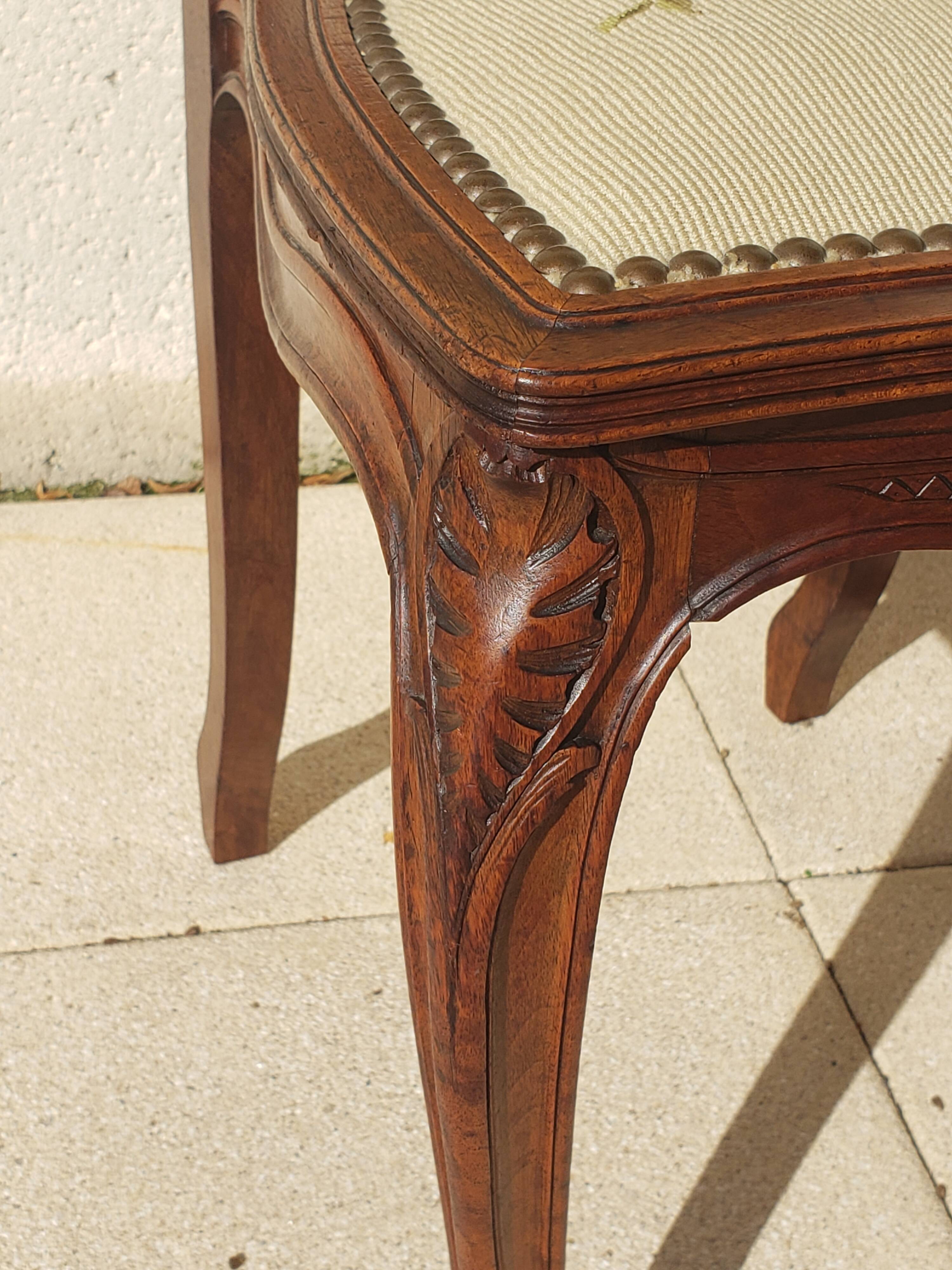 Antique Louis XV style walnut chair