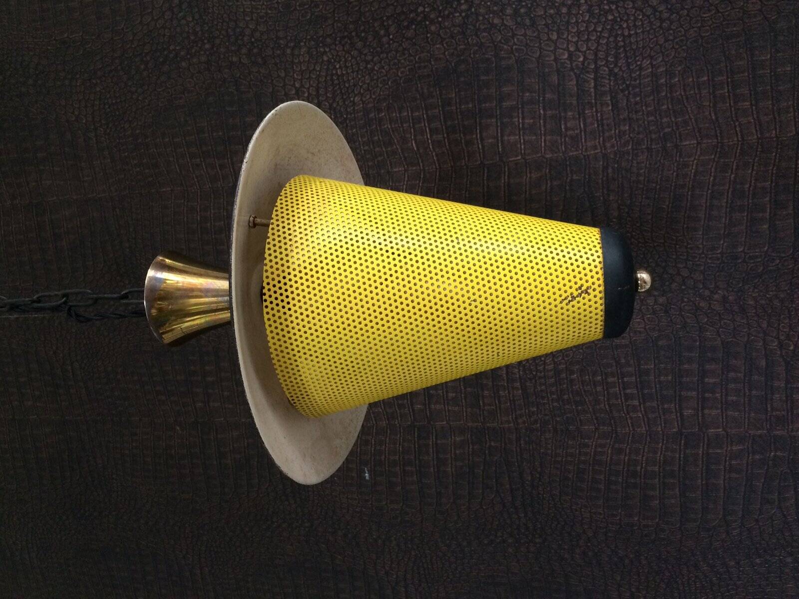 French lantern pendant lamp in the style of Mathieu Mategot, 1950s