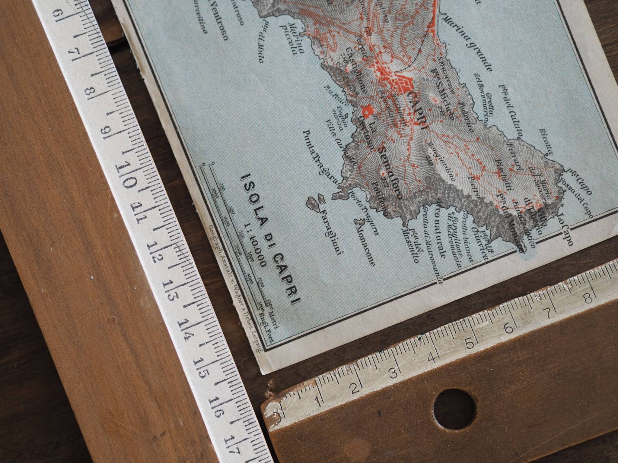 Carte ancienne de l’île de Capri – Italie – 1909 | Décoration murale v