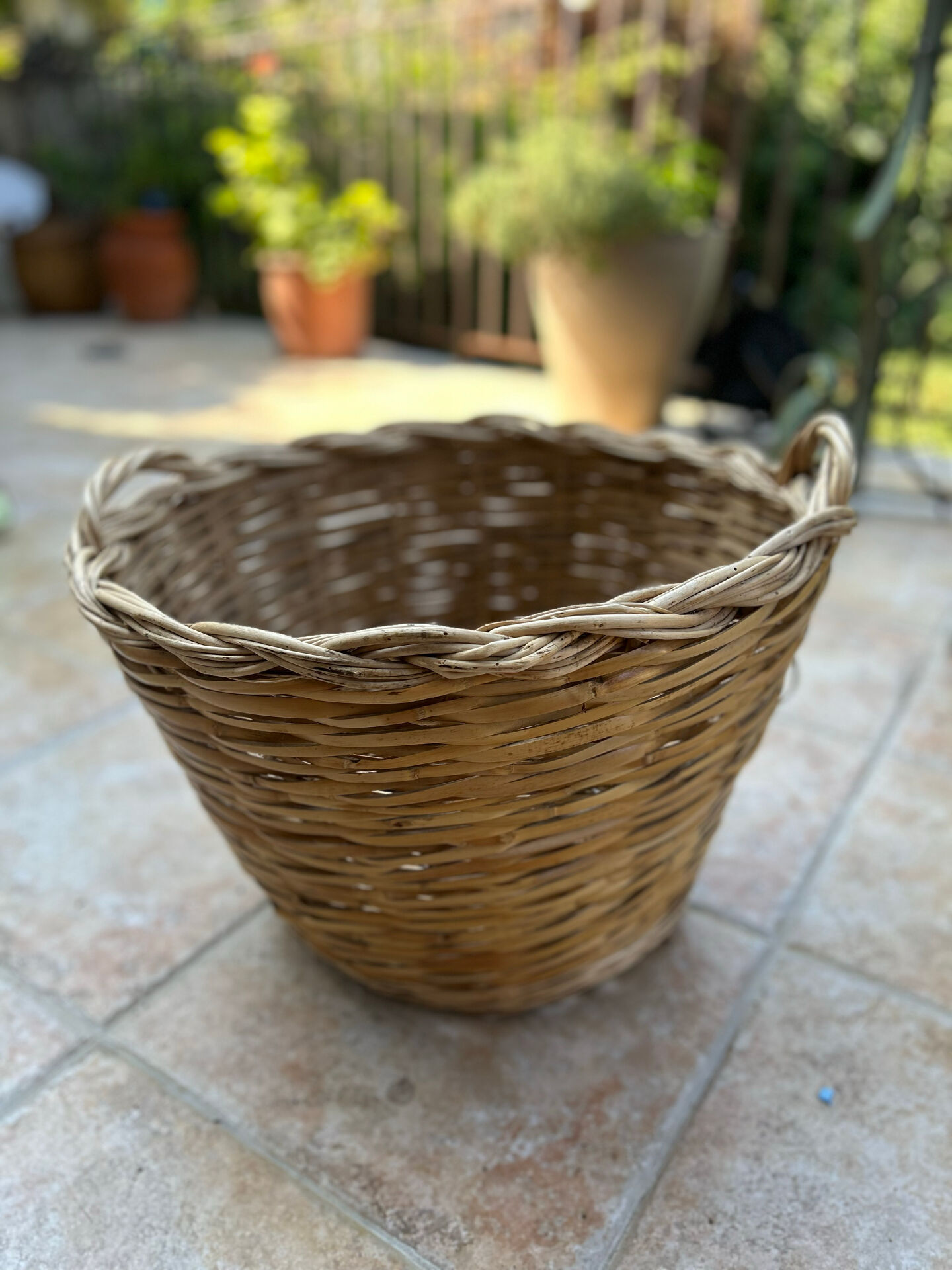 Panier malle rangement vintage osier tressé