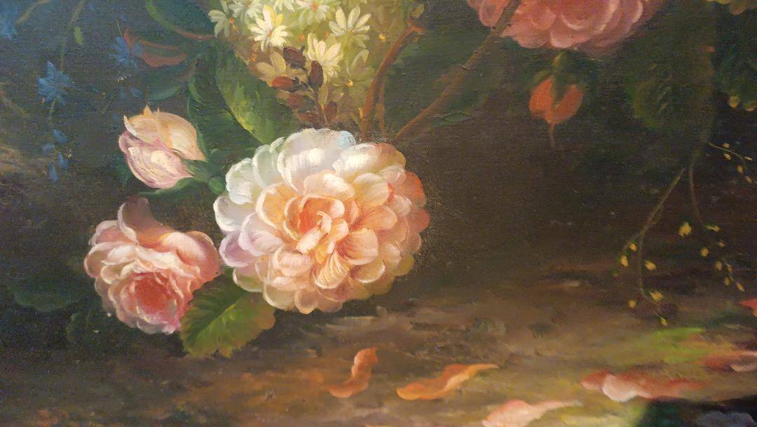 Grand tableau - huile sur toile - vase de fleurs - signé Arcangelo Monzio Compagnoni
