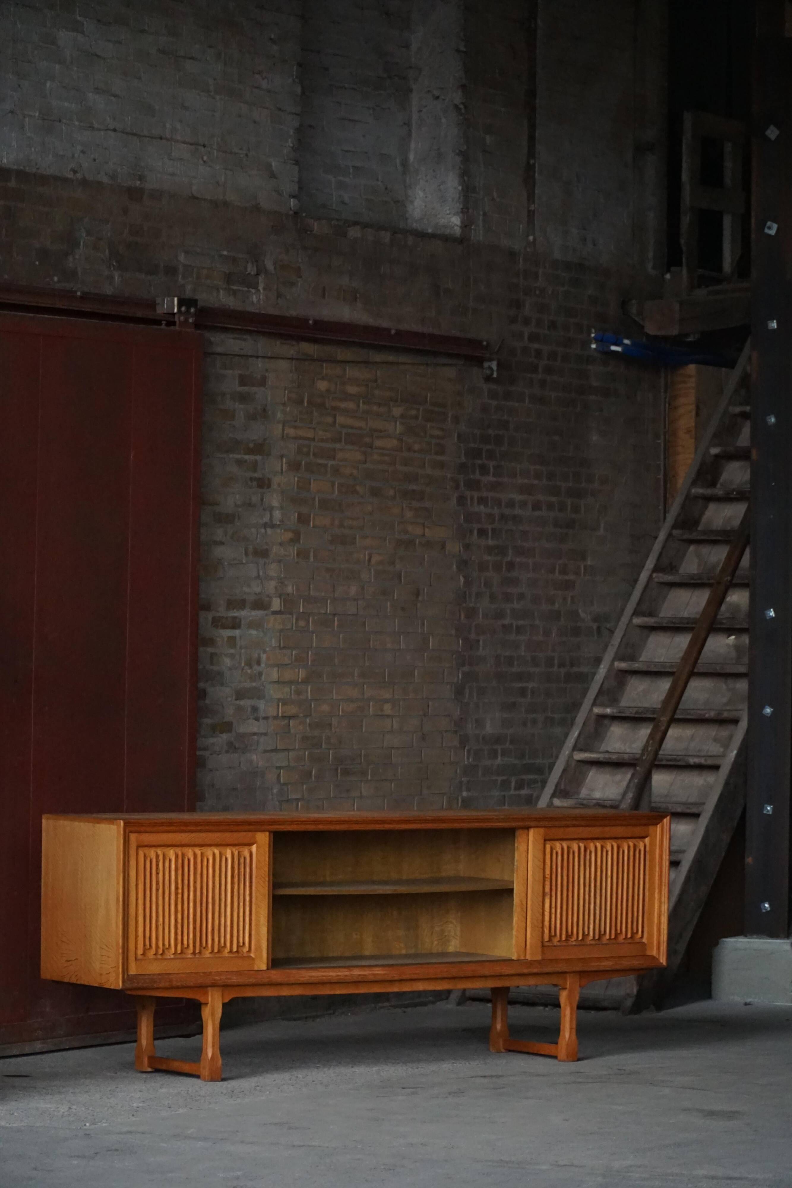 Low oak enfilade by a Danish cabinetmaker, 1960s, mid-century modern.
