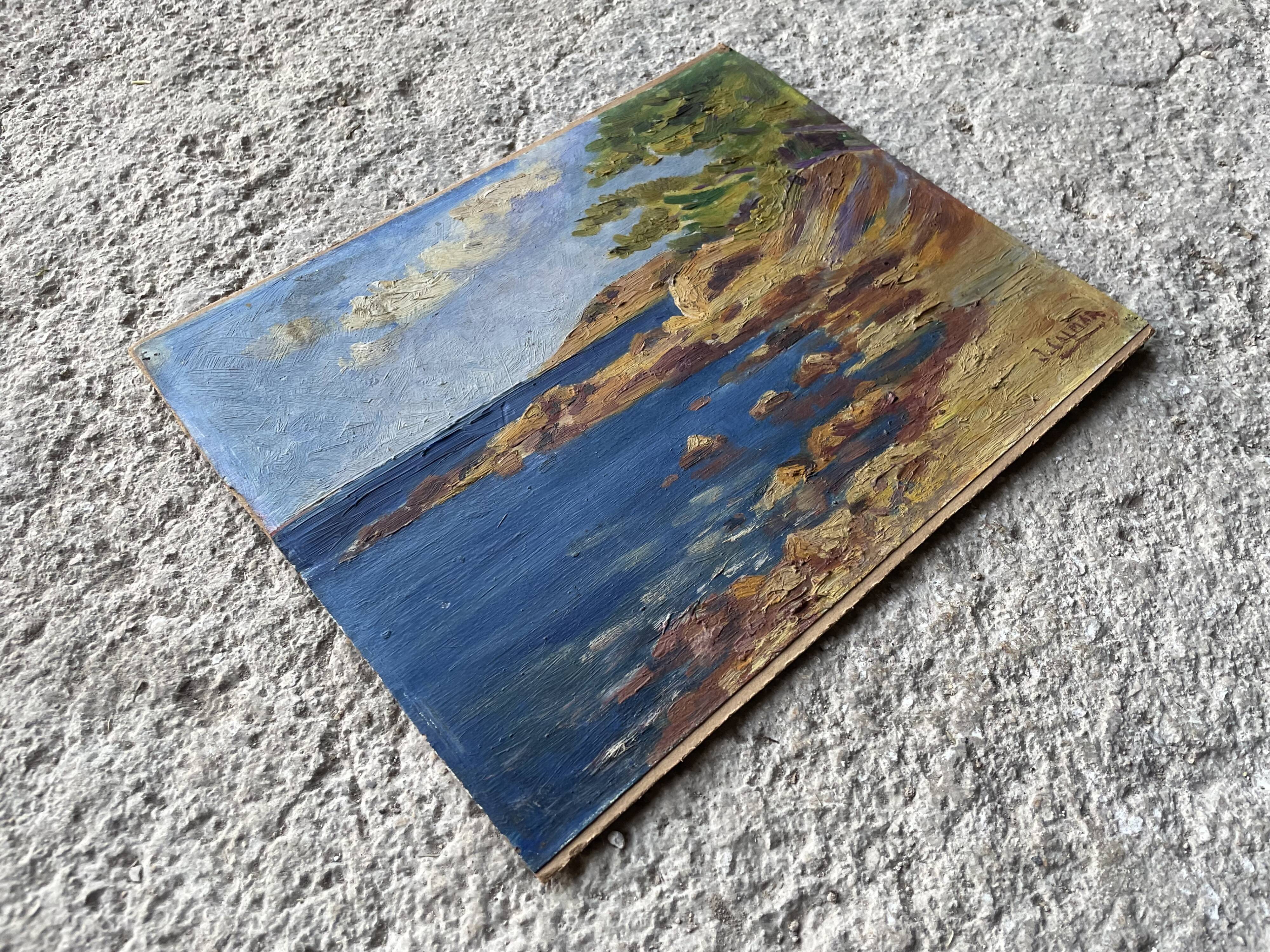 Old oil on cardboard signed