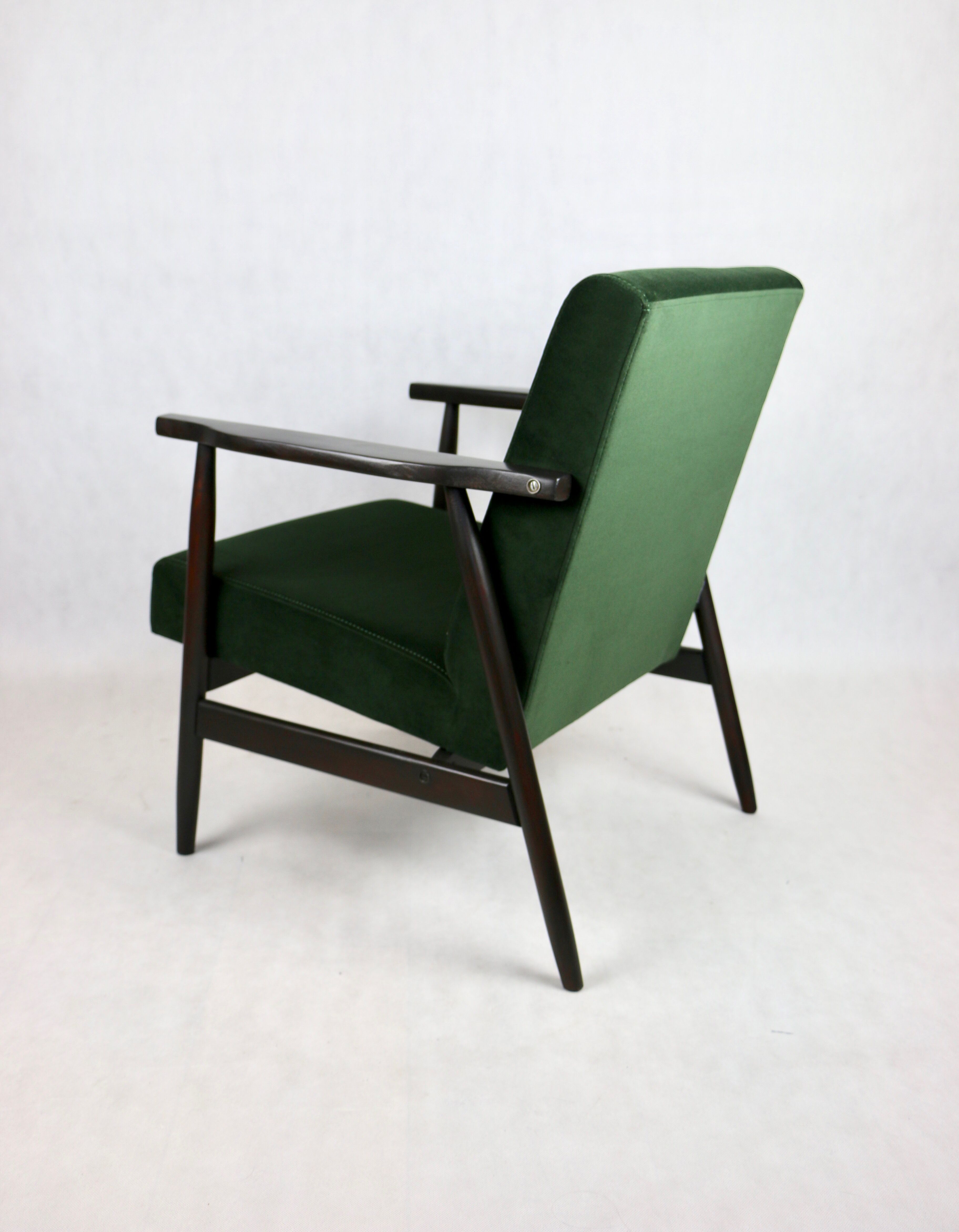 Vintage green olive easy chair, 1970s - dark wood