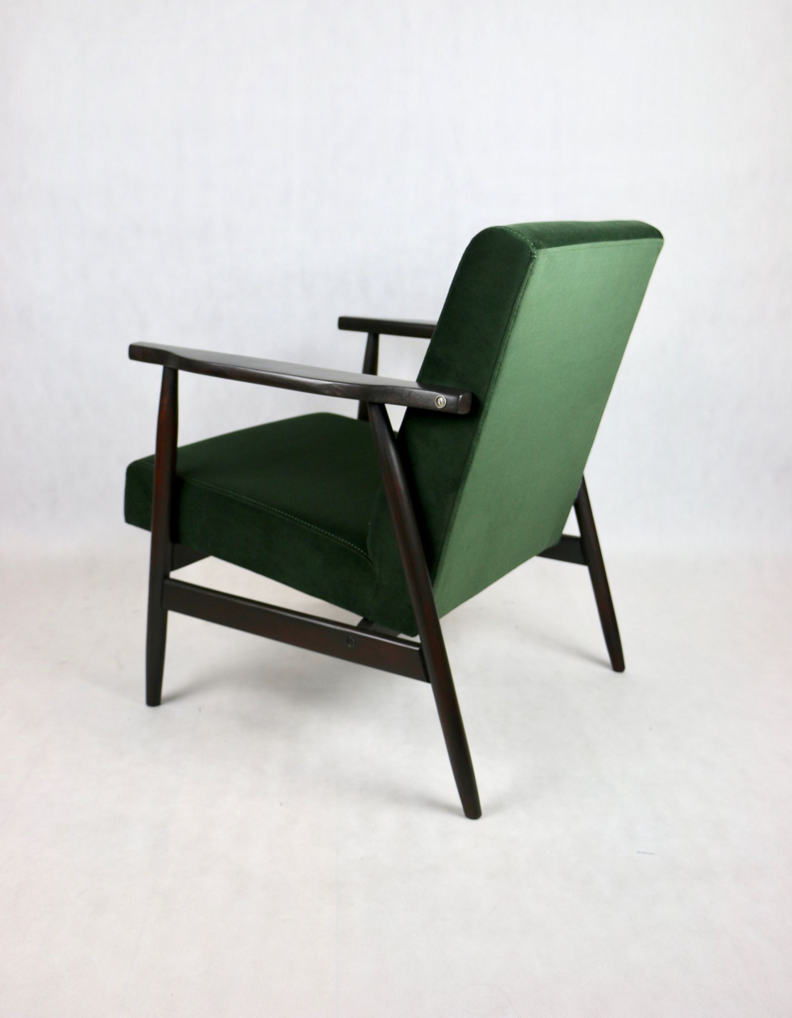 Vintage green olive easy chair, 1970s - dark wood
