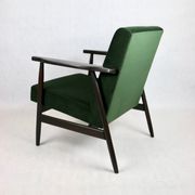 Vintage green olive easy chair, 1970s - dark wood