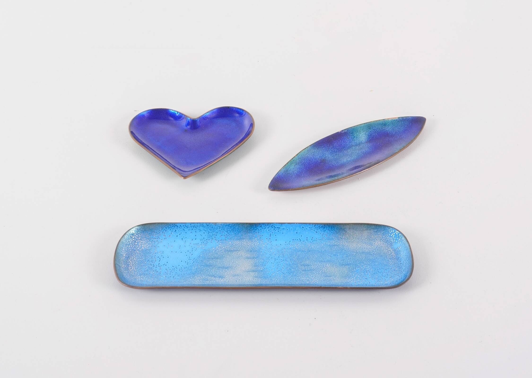 Paolo de poli - set of 3 enamelled copper trays italy, 1960