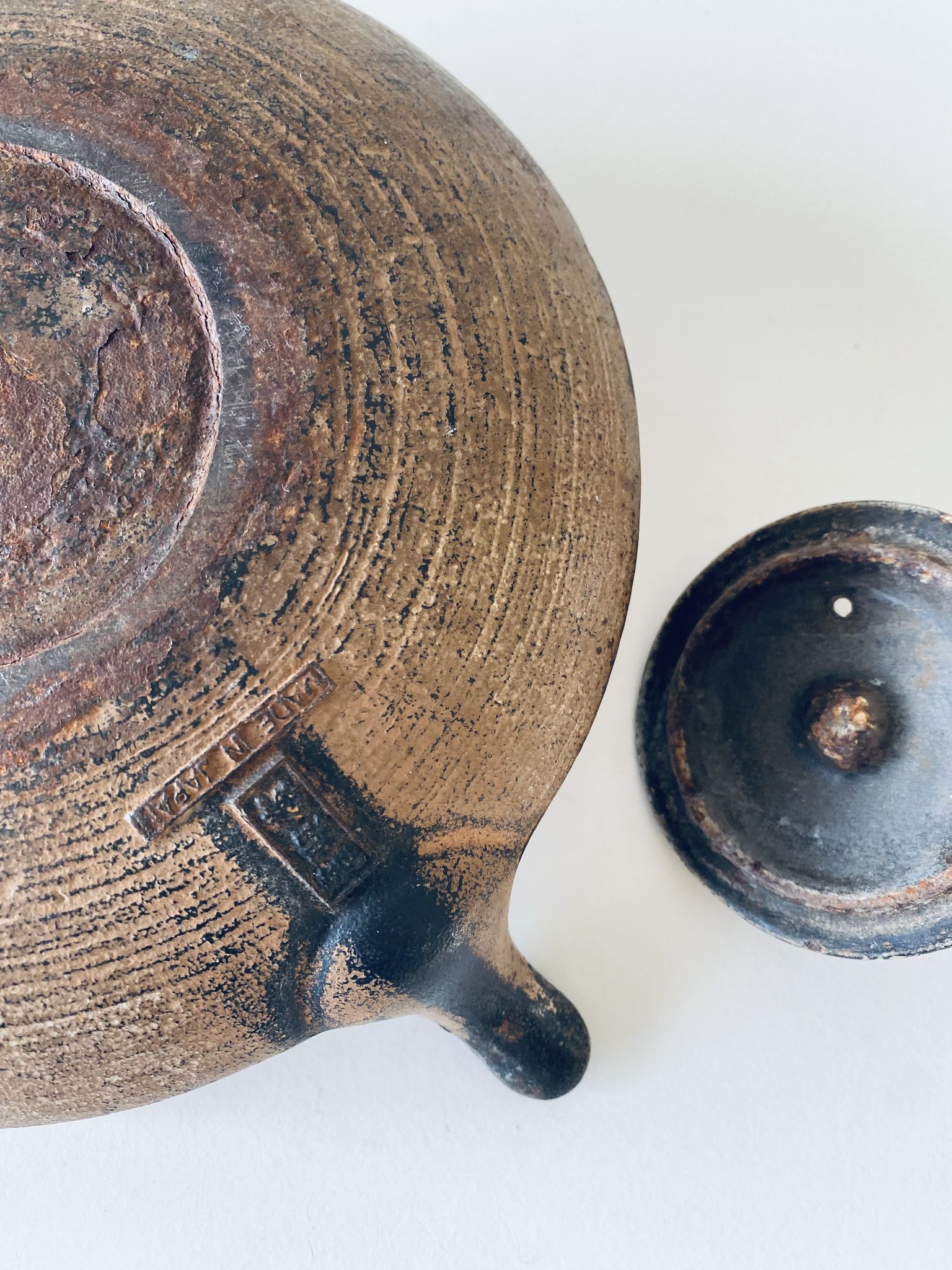Ancient Japanese teapot in cast iron