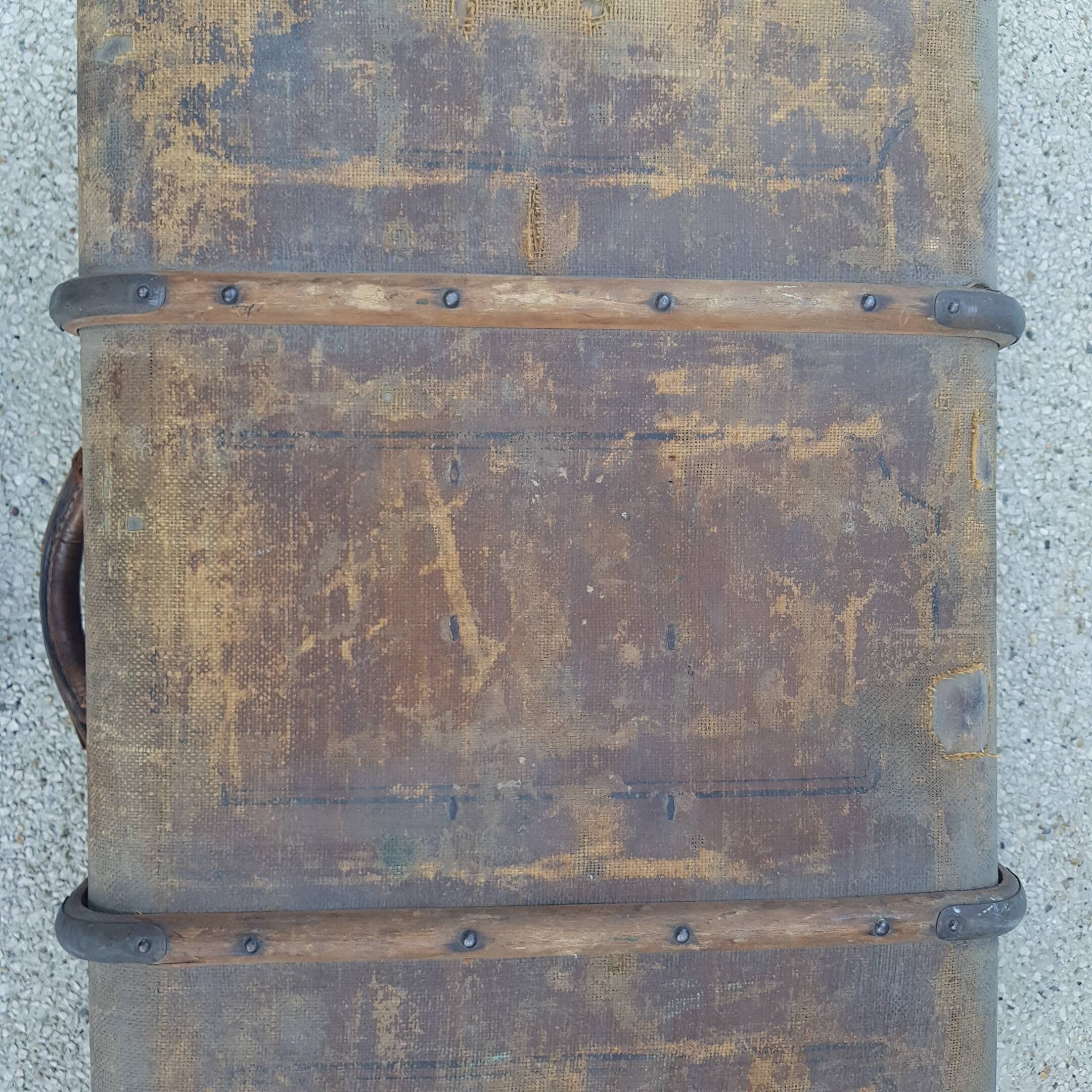 Old wooden travel trunk case