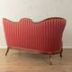 Biedermeier salon bench with raspberry red striped upholstery
