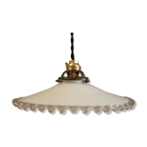 Suspension en opaline blanche et liseré transparent