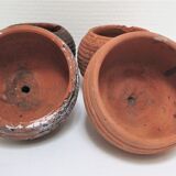 Five pots terracotta patina vintage