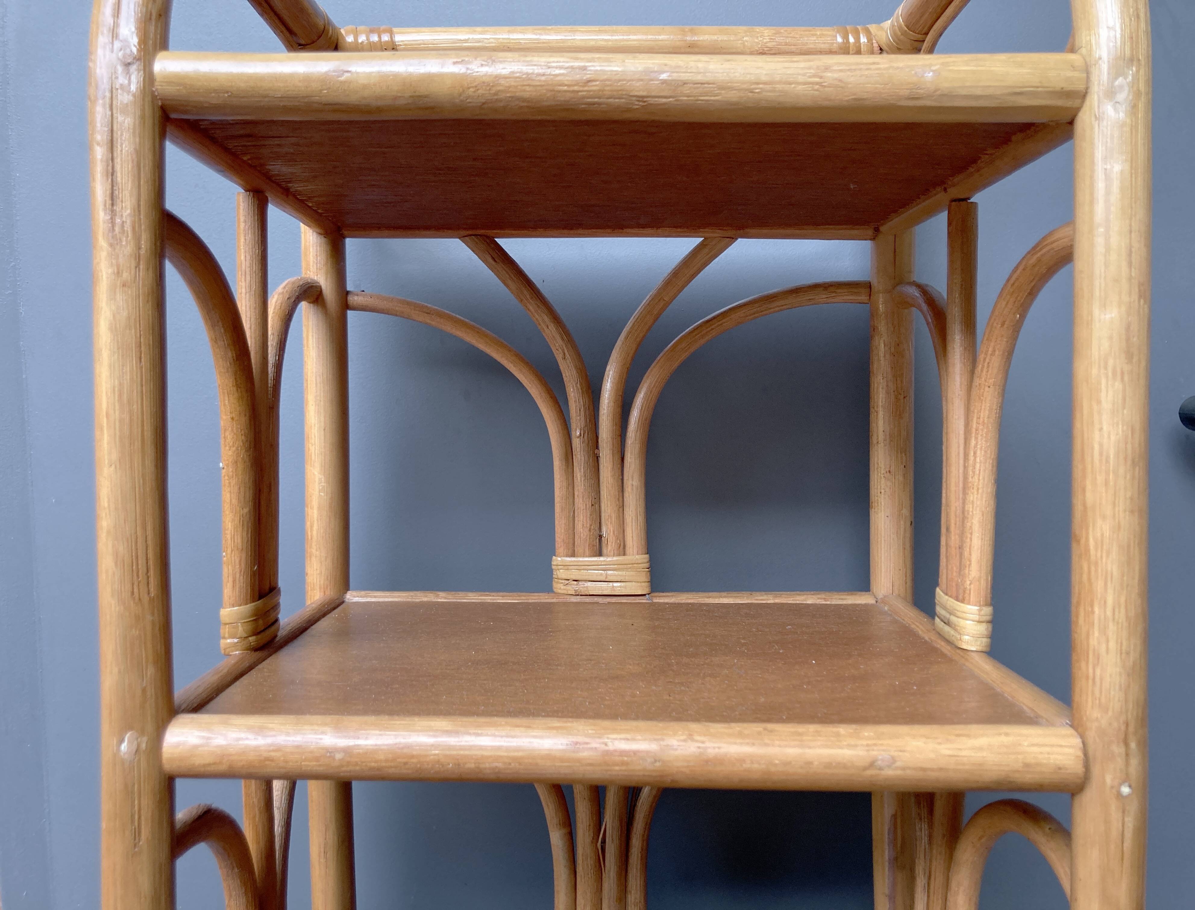 Vintage 3-tier rattan shelf