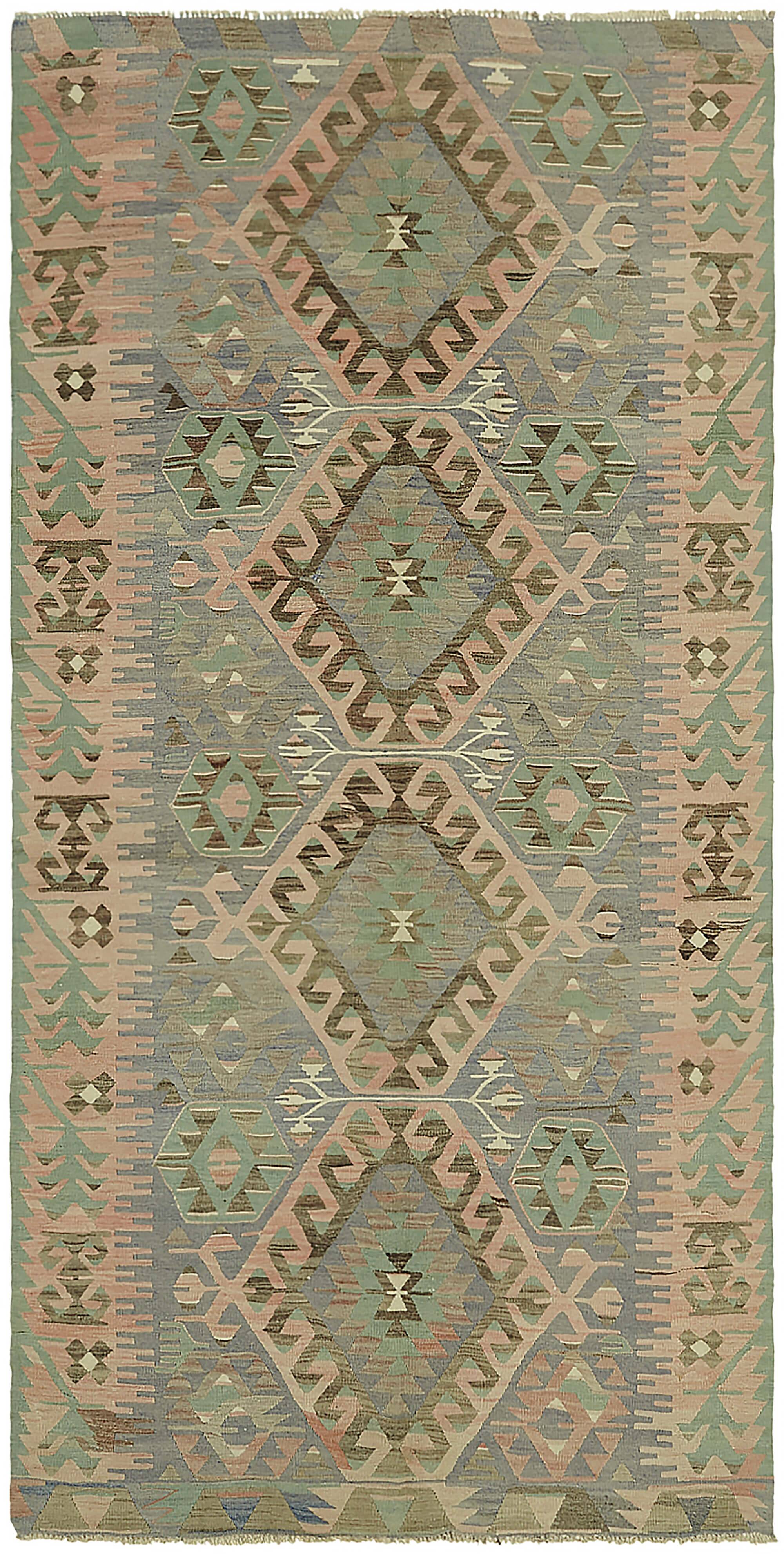 Turkish Handmade Vintage Anatolian Kilim 158 cm x 306 cm