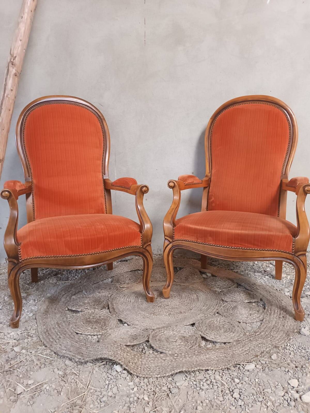 Two Voltaire type armchairs