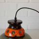 Vintage ceramic pendant light: 1970s rustic handmade chandelier