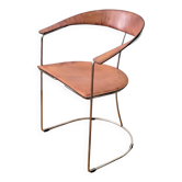 Chaise Arrben Ursula postmoderne en cuir cognac et chrome