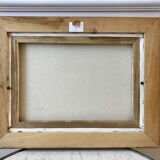 Painting oil on canvas city and trees framed pastel tones signed vintage