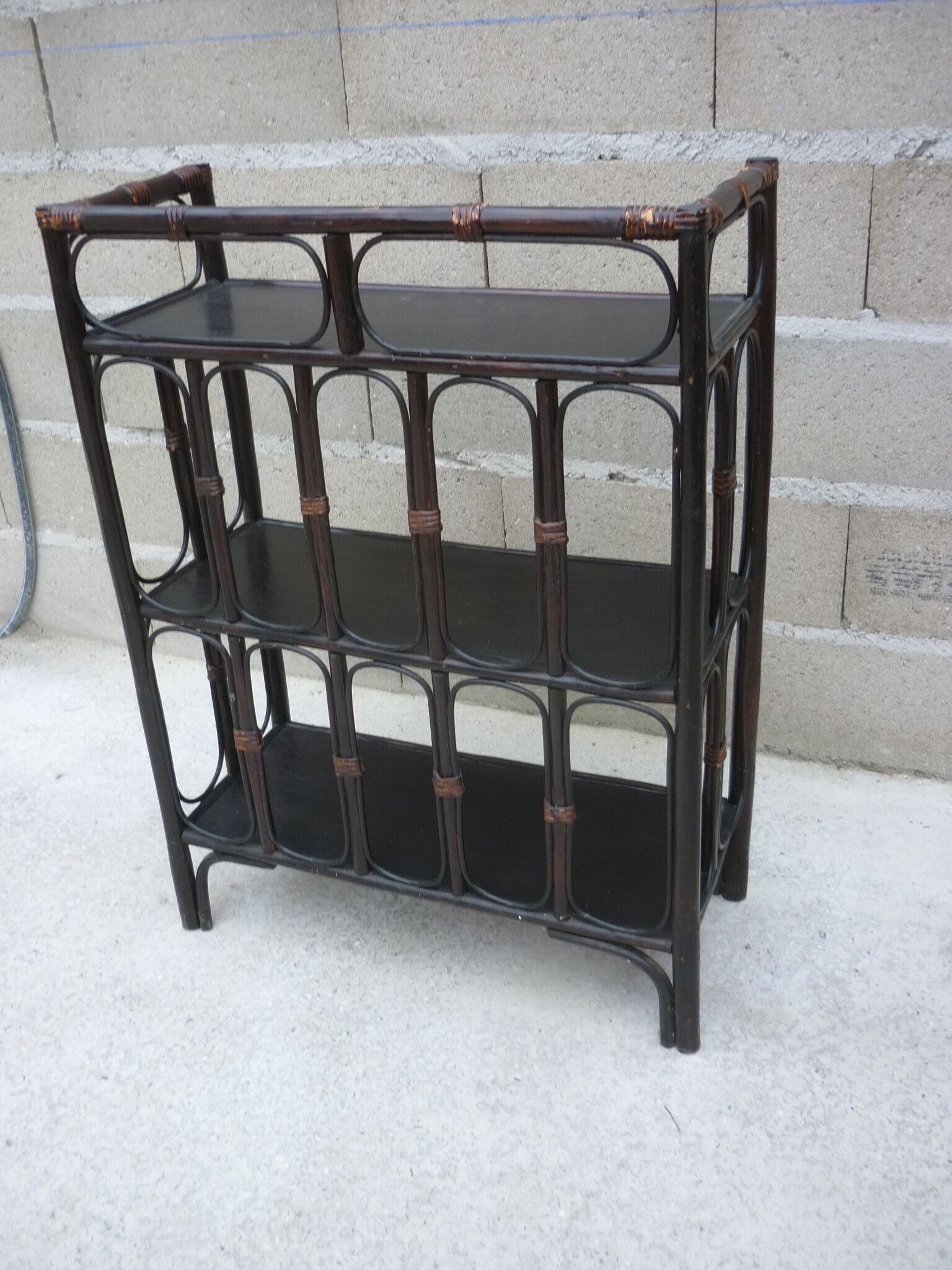 Bamboo and dark rattan shelf