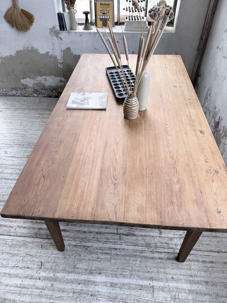 Farm table pitch pine 2 x 1 m from the 1950s