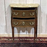 Late 19th-century Louis XV commode in oak, rosewood, and marble top