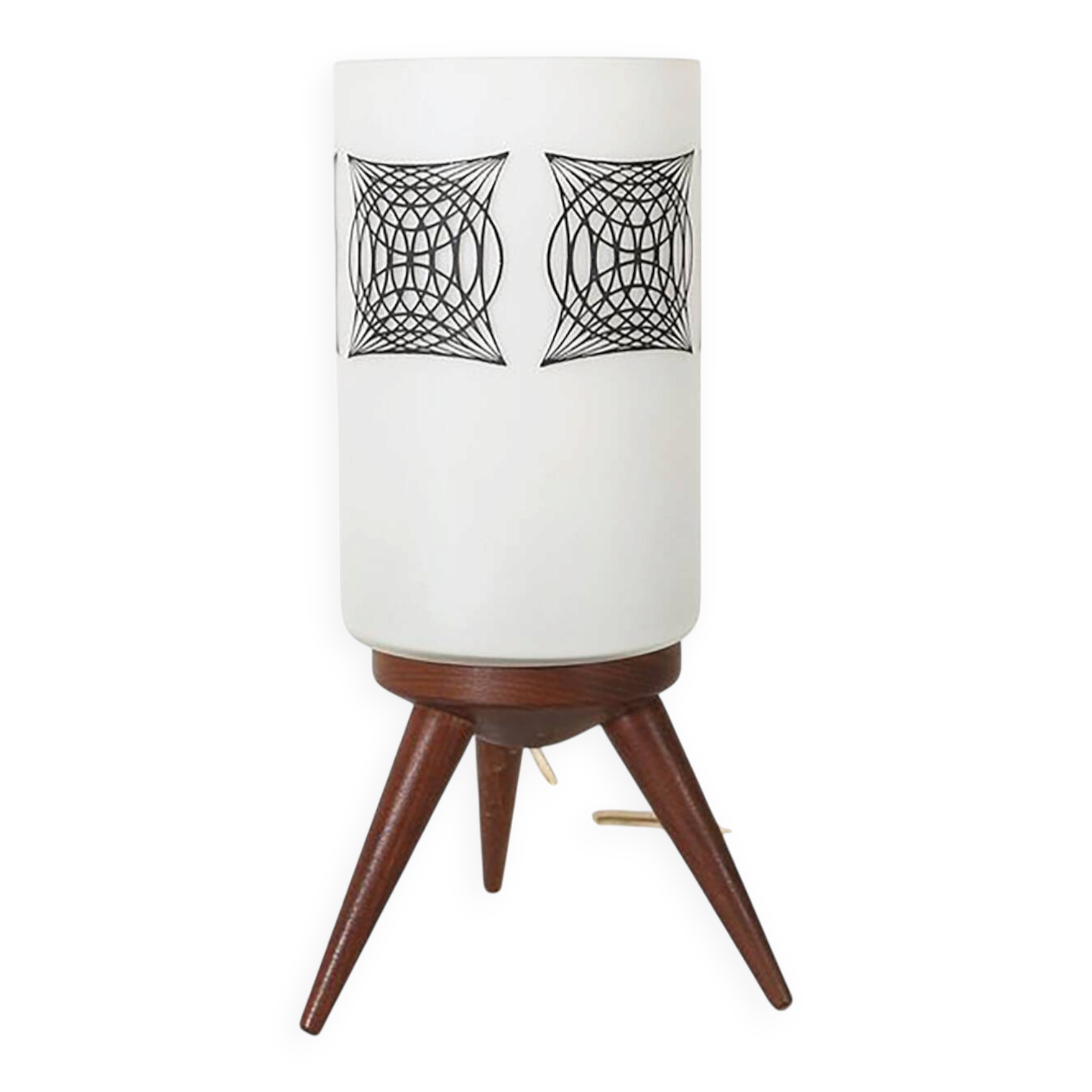 Mid-Century Modern French Table Lamp with Opaline Glass Shade, 1960s