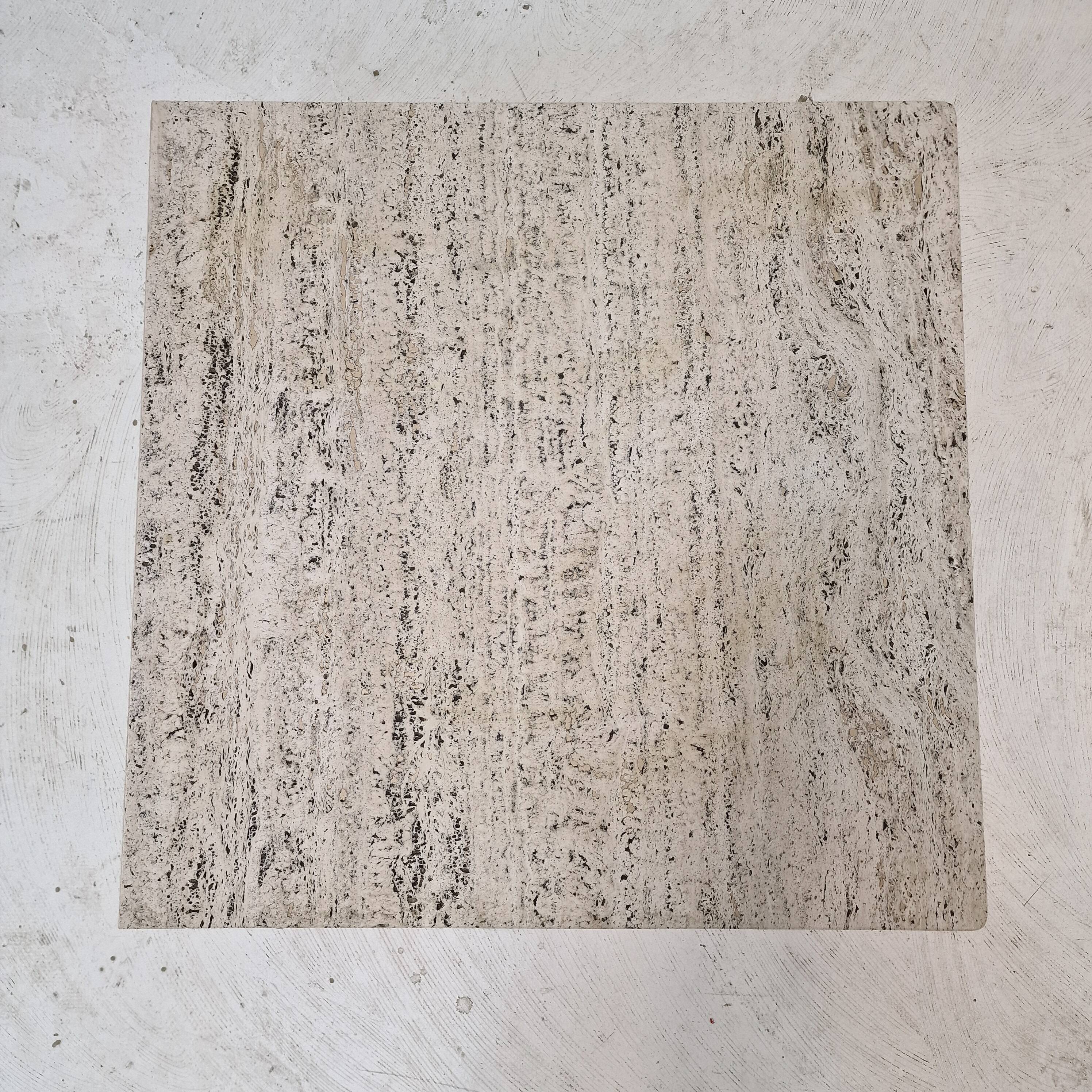 Square Travertine Coffee Table by Up & Up Italy, 1970s