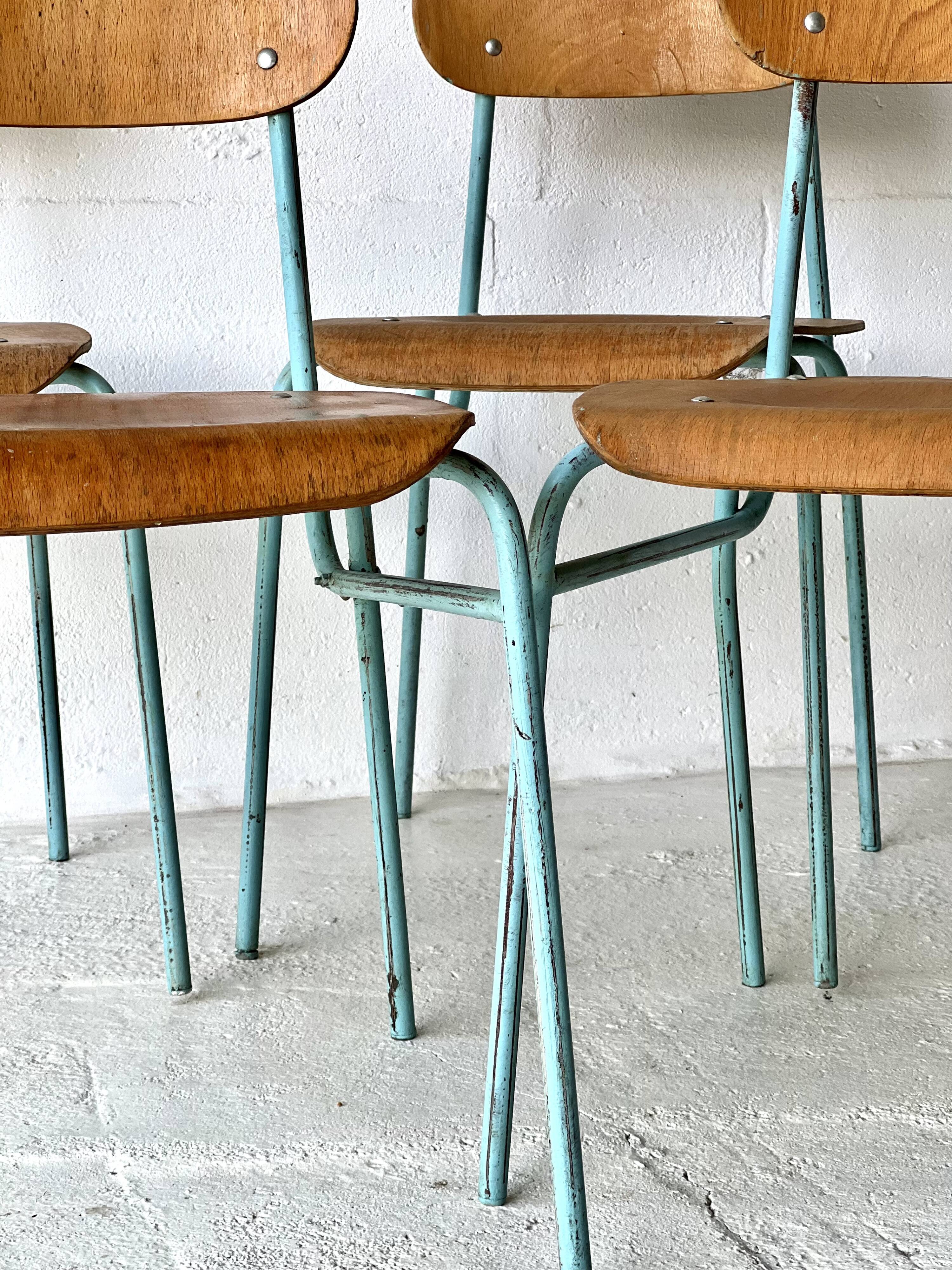 Industrial School Chairs, set of 4