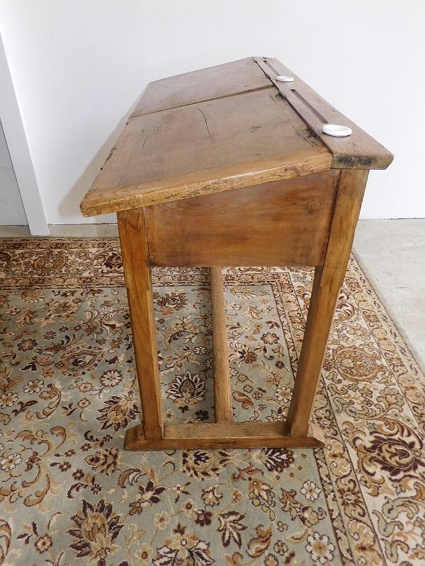 Former double desk of school office in pine of the nineteenth century